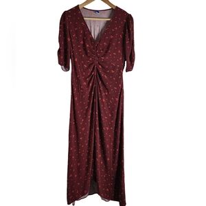 Old Navy Maroon Floral Long Sleeve Dress